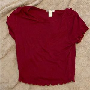 Red ruffle crop top